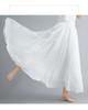 2024 Japan & Korea Loose Cotton-Linen Elastic Waist Midi Skirt – Solid Color A-line Swing Skirt
