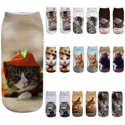 Women 3D Novelty Crazy Funny Cat  Socks Cute Colorful Cartoon Low Cut Socks