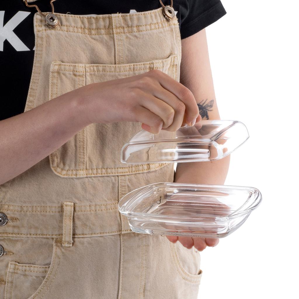 KADAX Butterdose Butterdöschen mit Deckel für Butter Glasbehälter 16 cm Klassisch