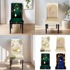 Middle Eastern Print Festival Chair Cover Polyester Elastic Fit Washable For Holiday Dining Decoration