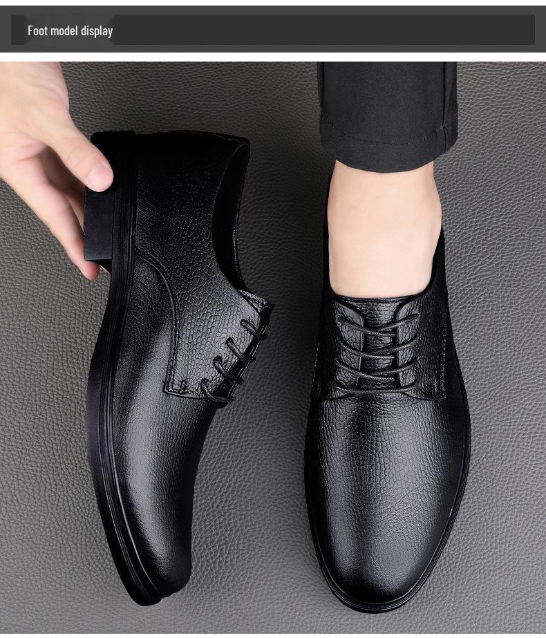 Men's Summer Business Leather Shoes - British Style Lace-up Casual Formal Genuine Leather, Large Sizes Available