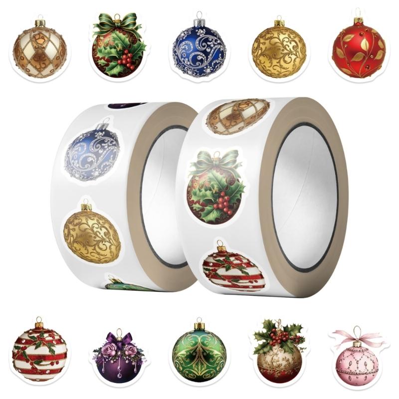 500PCS/Roll Cartoon Christmas Bells Stickers Adhesive Tablet Laptop Phone Decorative Labels Removable
