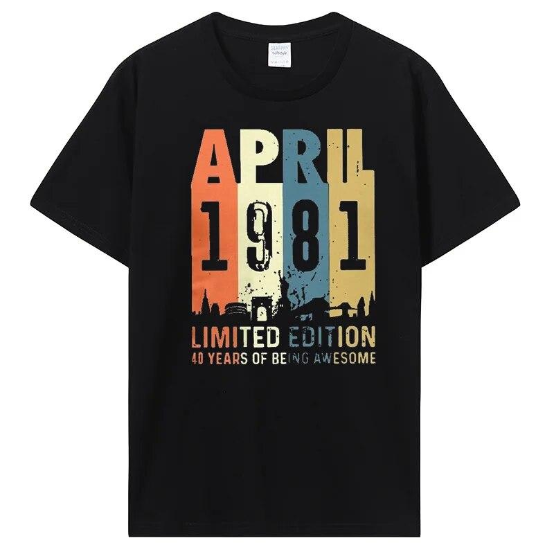 Vintage Tillverkad 1981 Alla Originaldelar Födelsedags-T-shirt Jubileums-T-shirt Oversized Unisex Kläder T-shirts För Unisex Streetwear
