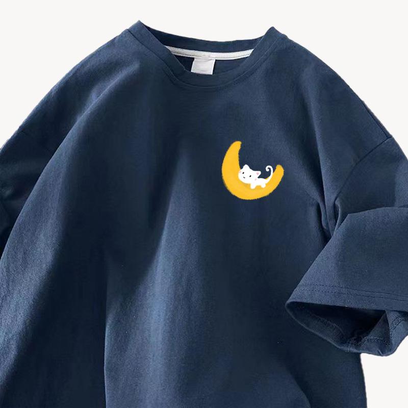 Cotton Short-sleeved T-shirt Female Summer Korean Version of The Loose Round Neck Printed Tops Trend Women's