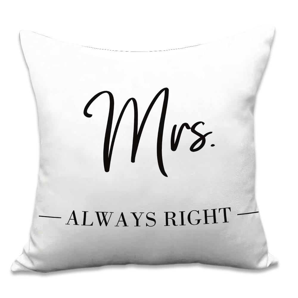 Valentine's Day Letters Black and White Cotton Linen Super Soft Peach Leather Velvet Pillowcase Sofa Home Cushion Cover