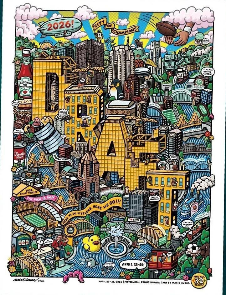 Pittsburgh Steelers Game Day 2026 Draft Poster Unisex T-Shirt XL