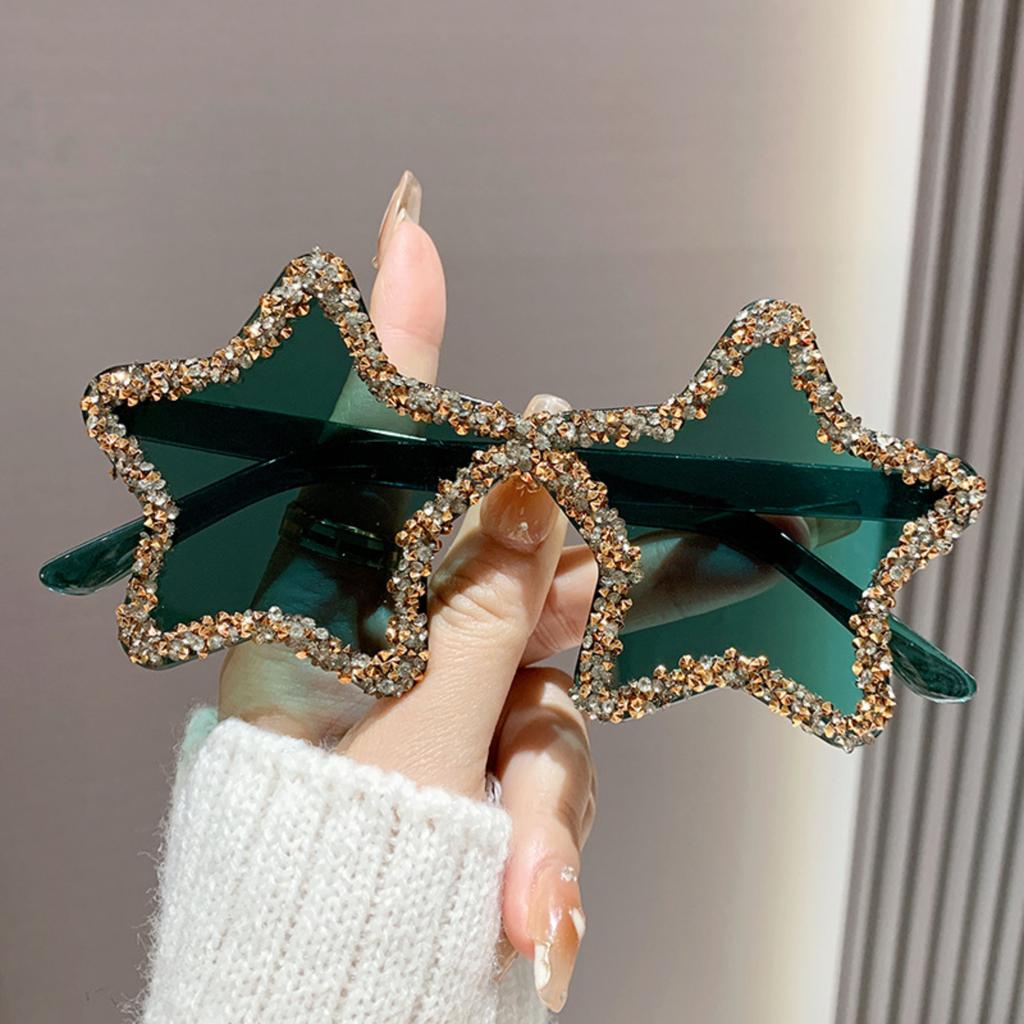 Five-pointed Star Personalized Ocean Candy-colored Sunglasses, Handmade With Rhinestones, Perfect For Photos, Clubbing, And Street .