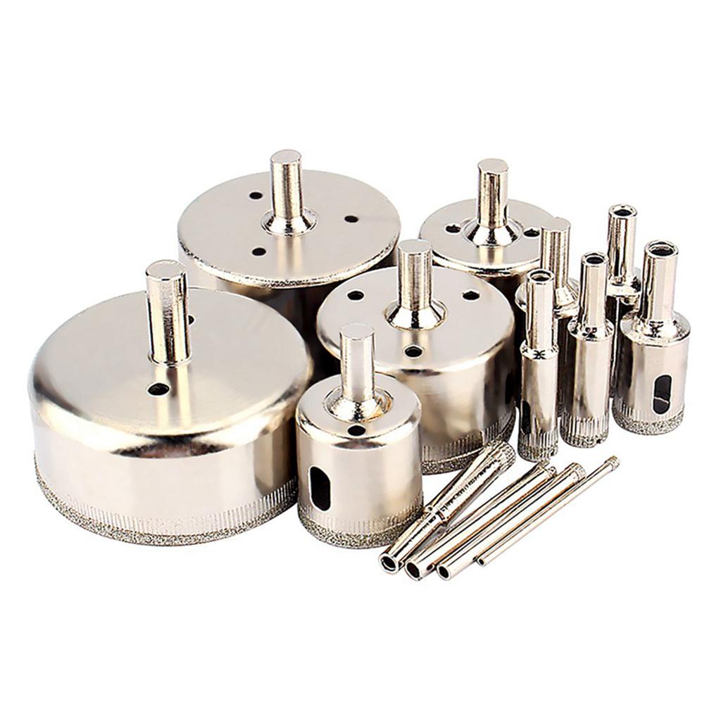 14Pcsset 3?70mm Diamond Coated Hole Saw Drill Bit Cutter for Glass Marble Tile