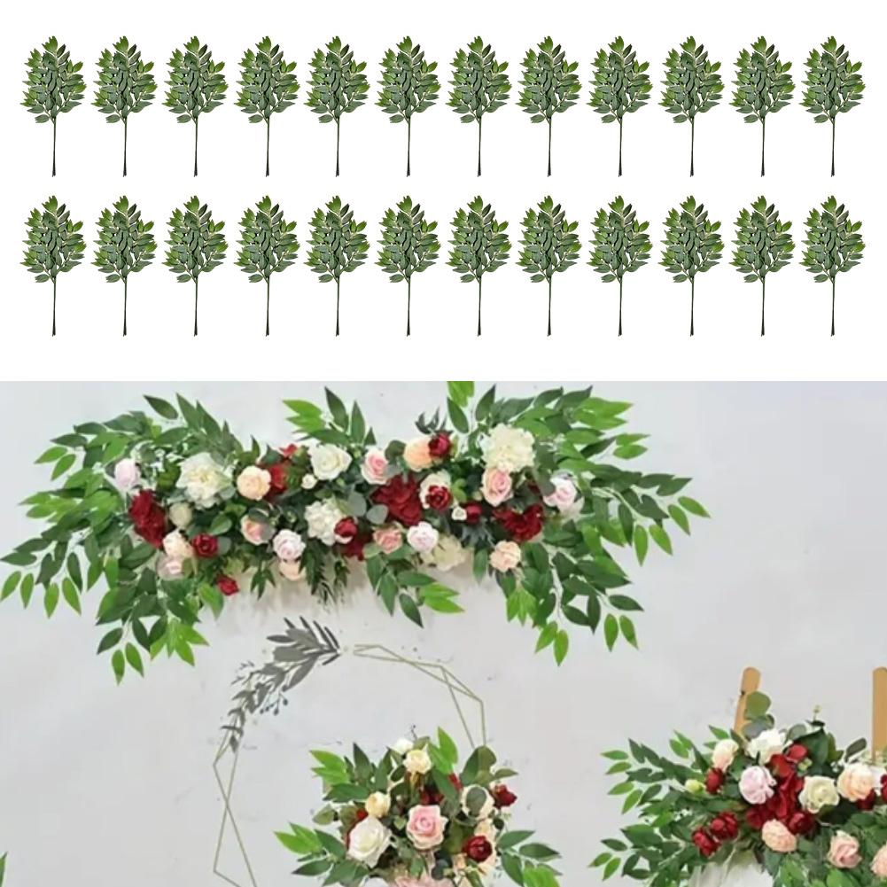 Künstliche grüne Pflanzenzweige 24 Stück 62cm für Hochzeitsfeier Für Esstisch Raumdekoration und Blumengestecke