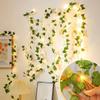 2/10M Silk Leaves Fake Creeper Green Leaf Ivy LED String Lights Home Decor Hanging Garland Artificial Plants Wedding Decoration