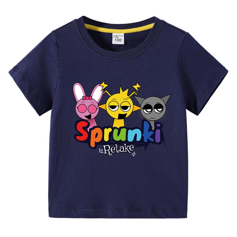 Cartoon Sprunki T Shirt Kids Incredibox Cotton T-shirts Toddler Girls Short Sleeve Tops Boys Summer Clothes Children's Clothing
