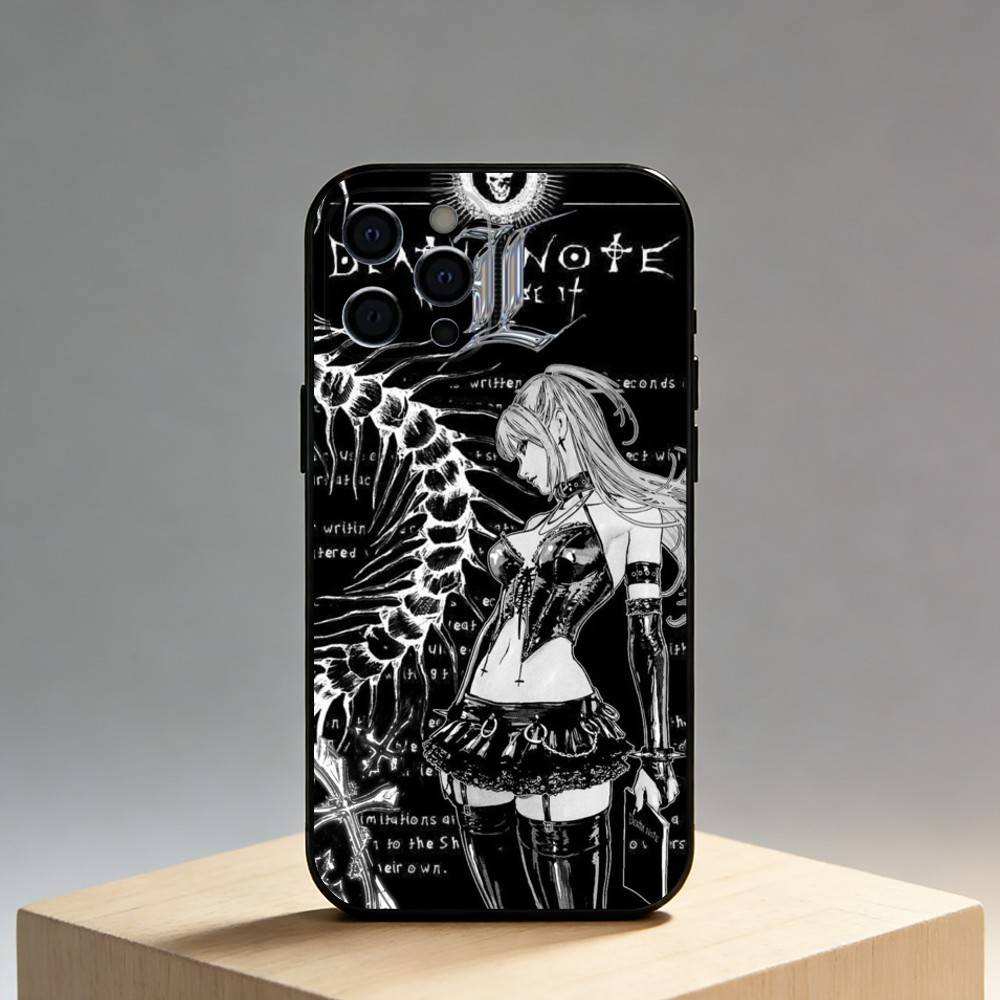 D-Death Misa N-Note Phone Case For iPhone17,16,15,14,13,12 Plus,Max Soft Silicone Black Cover