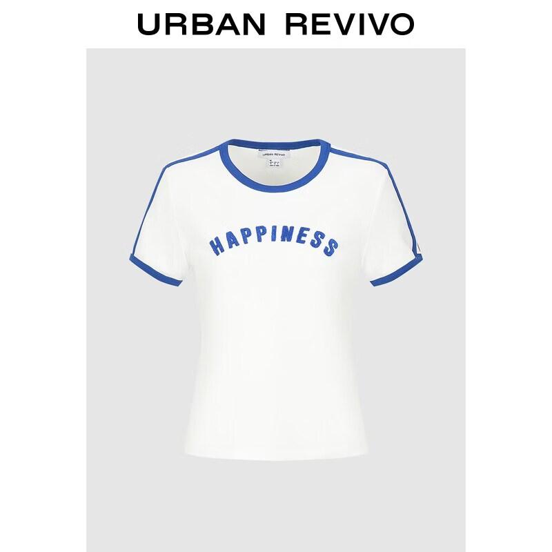 UR 2026 Spring Women s Color Block Letter Print T-shirt XS