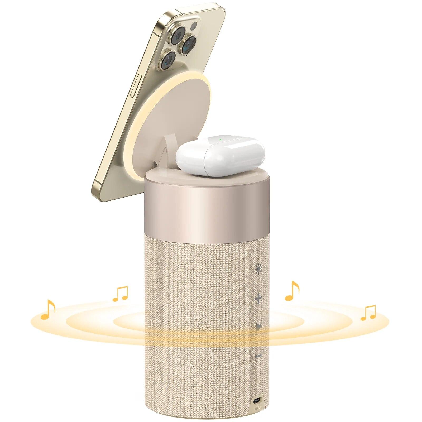 

2023 Новое беспроводное зарядное устройство для наушников с быстрой зарядкой, аудиомагнитное зарядное устройство, Bluetooth-динамик, зарядное устройство для iPhone 13/14/12 Pro Max/XS AirPods