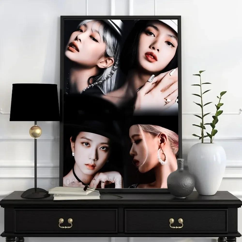 Girl Group Kpop B-Blackpink Canvas Painting Posters and Prints Wall Art Pictures for Living Room Decoration