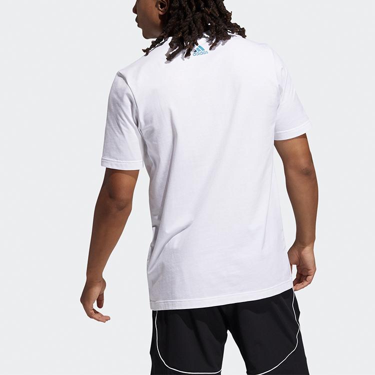 Adidas Lil Stripe Pocket Print Basketball Crew Neck T-Shirt Men Tops White GQ8376