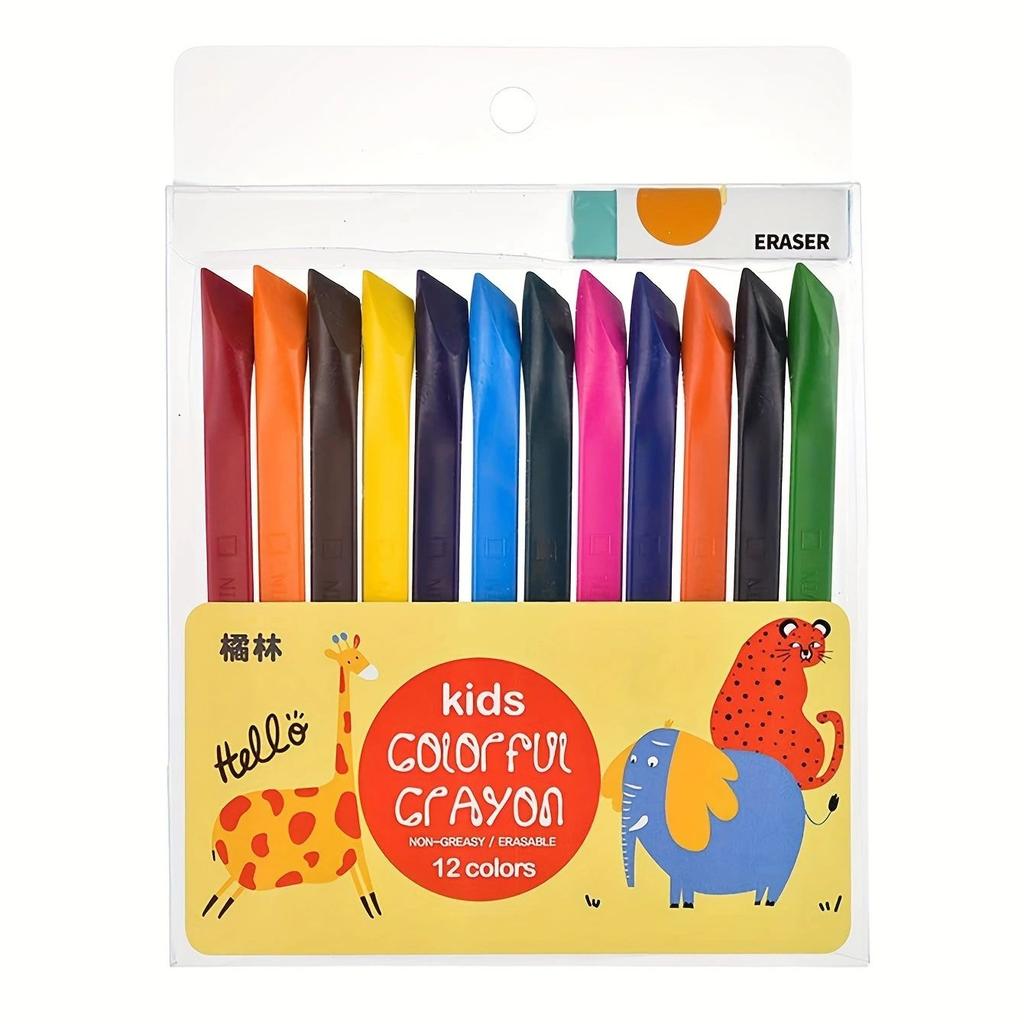 12 Color Children's Crayons Set Collection Sticks Triangle Toddler for Kids Washable
