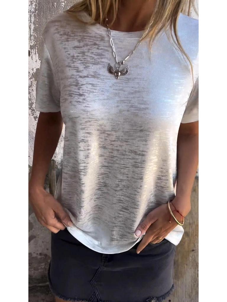 2024 Summer Cross-border European & American Women's Round Neck Short Sleeve T-shirt with Hot Stamping