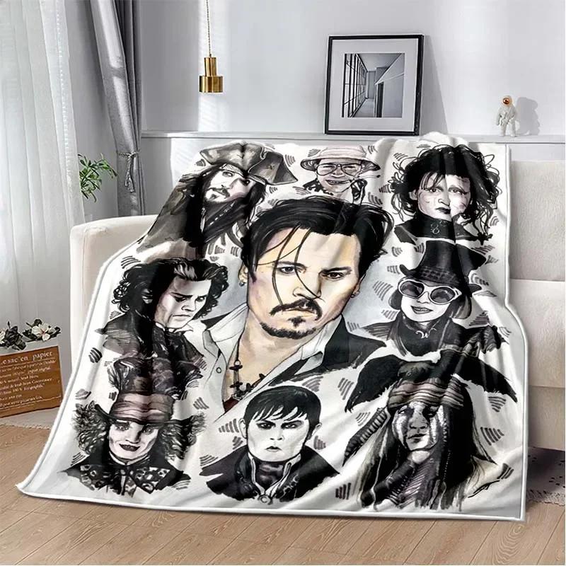 Johnny Depp Pattern Throw Blanket Light Weight Blanket for Living Room Bedroom Kidsroom Warm Blanket Christmas Gift