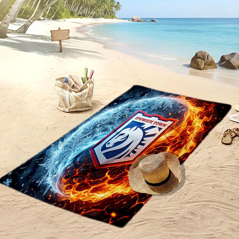 Ipswich Town Football Print Beach Towel, Large Soft Quick Dry Towel for Beach Camping Swimming