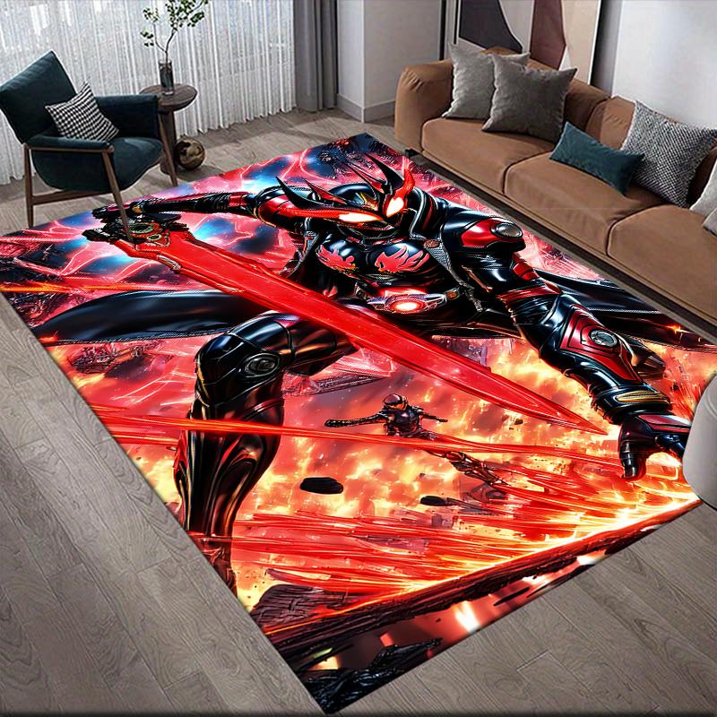 Kamen Rider Classic Theme Poster Square Area Rug, Non-Slip Floor Mat for Home Office, Perfect Gift for Fans.chl