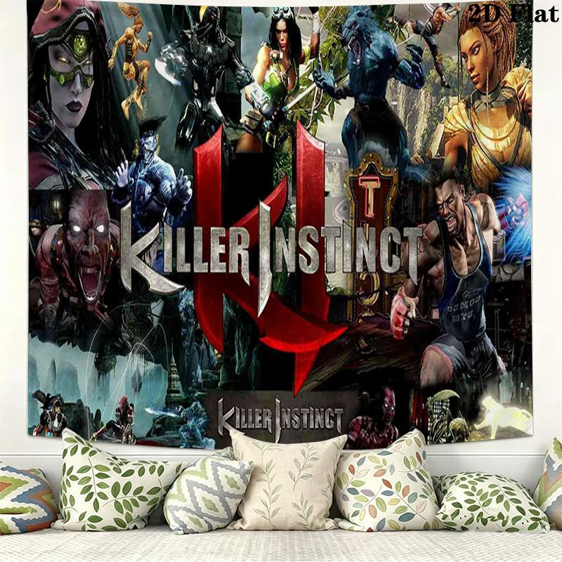 KILLER INSTINCT Wall Tapestry Aesthetic Wall Hanging Printed Fabric Blanket Decorative Tapestries for Bedroom Living Room Home Decor