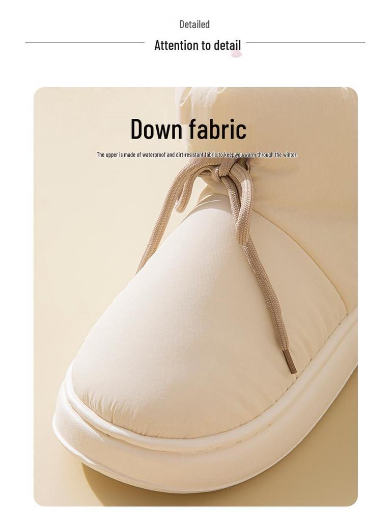 Women's 2025 Winter High-Top Cotton Slippers: Outdoor, Warm, Thick-Soled, Couple's Cold-Proof Design