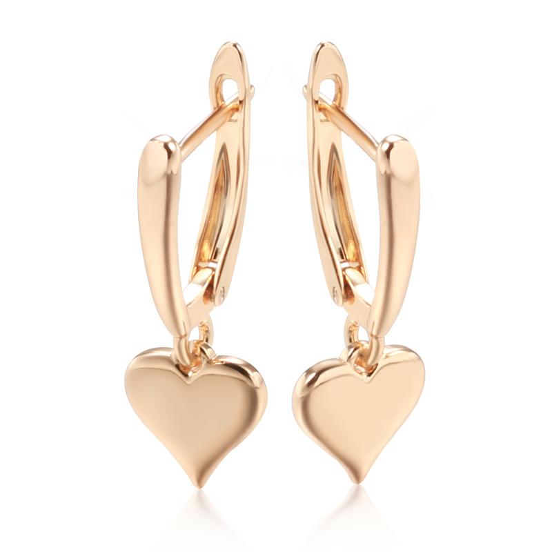 

Гладкие висячие серьги в форме сердца золотого цвета, женские вечерние простые украшения, модные аксессуары для девочек