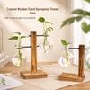 Retro Wood Stand Hydroponic Vase – Small Glass Container for Greenery in Living Room or Office
