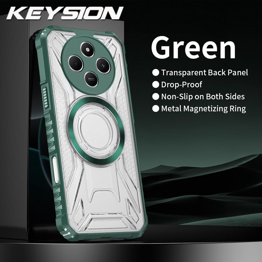 KEYSION Husă Magnetică Transparentă pentru Redimi 14C Silicon Moale+PC Rezistentă la Șocuri Husă de Telefon pentru Xiaomi POCO C75