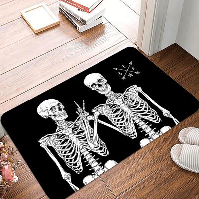 Halloween Skull Print Welcome Doormat Machine Washable Carpet For Living Room Bedroom Kitchen And Laundry Rug Floor Mat