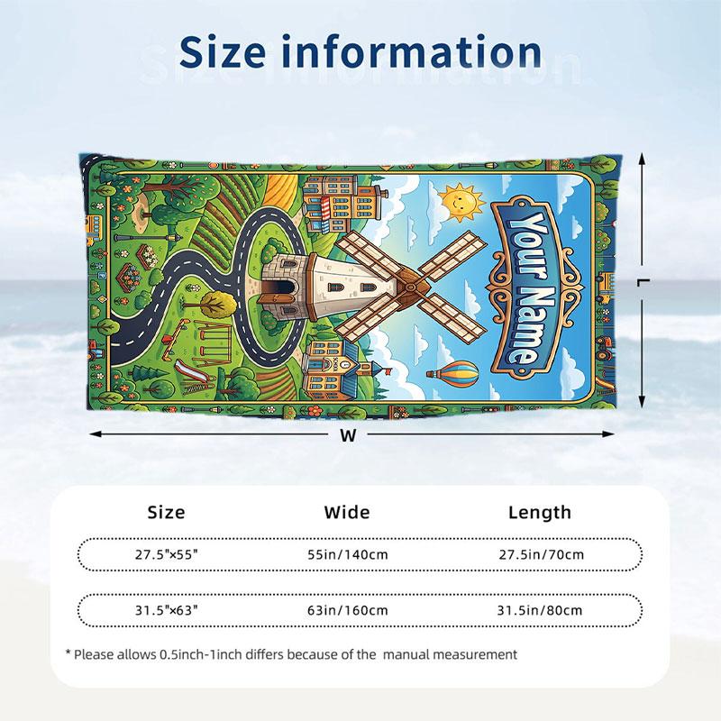 Wild Animal Safari Journal Theme Quick Dry Beach Towel Custom Name Text Print Large Sand Resistant Towel Beach Vacation