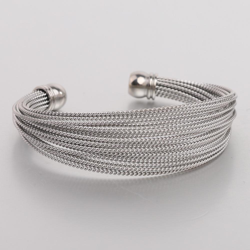 20MM Stainless Steel Twisted Wire Openable Bracelet - European  American Fashion