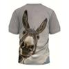 Großes Herren Esel Muster 3D Gedrucktes Herren Rundhals Kurzarm T-Shirt Sommer Mode T-Shirt Lässig Bequem Vielseitiges Oberteil