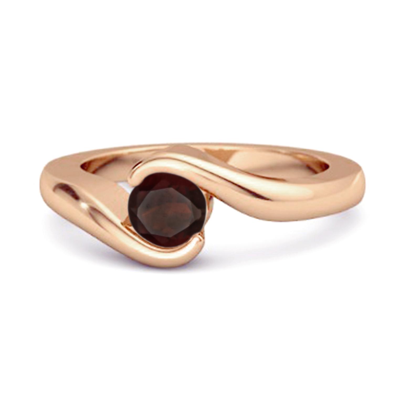 Garnet Modern Bypass Band Ring - 925 Sterling Silver Rose Gold Vermeil 12 ярко-розовый