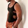 Camiseta sin mangas calada con estilo para hombre, chaleco acanalado deportivo para culturismo, camiseta sin mangas, ropa para discoteca