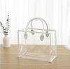 Waterproof Transparent Gift Bag Large Capacity Portable Women Shopping Bags with PU Handle Lightweight