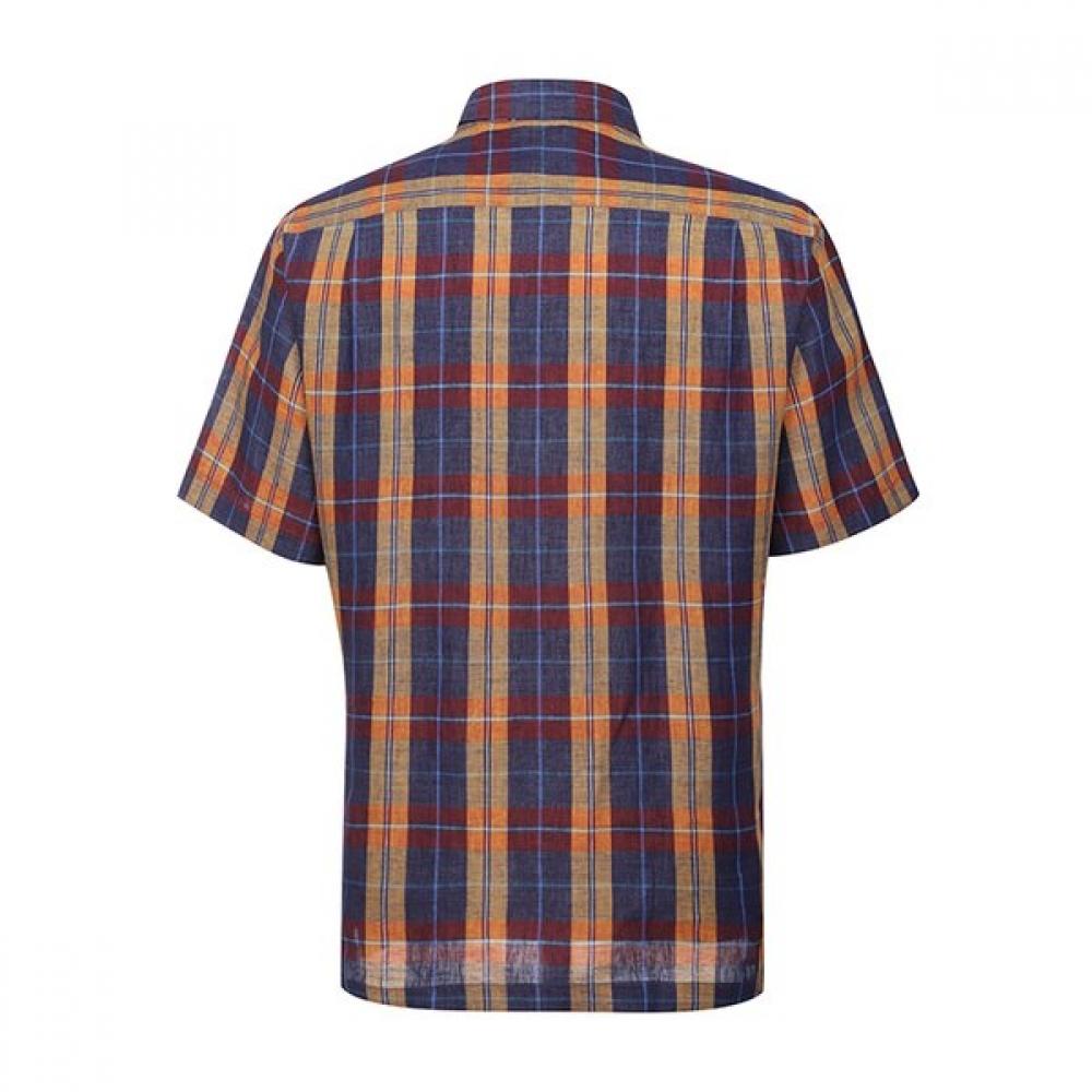 Renoma Linen Check Short Sleeve Classic Shirt [rousg1230 Ye]