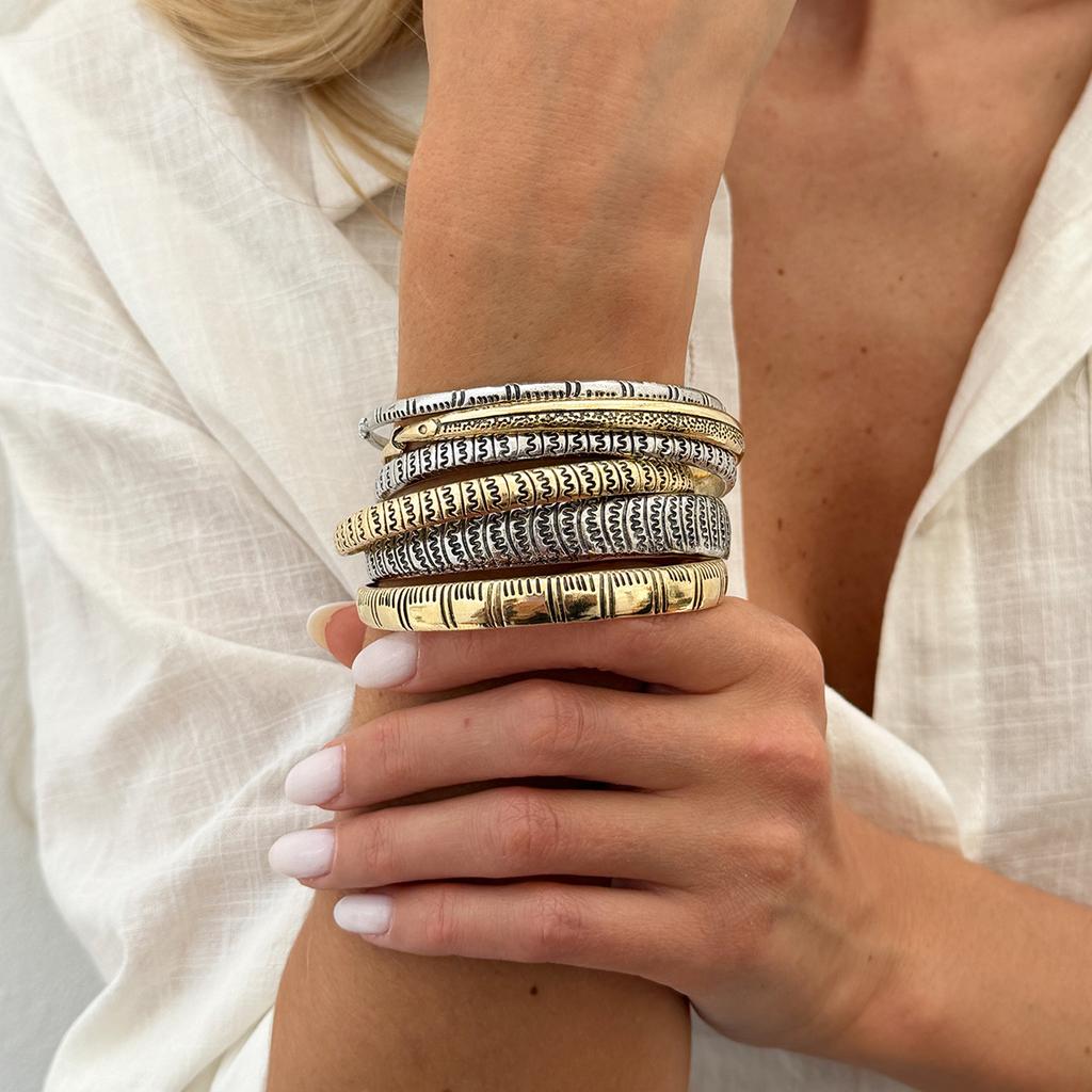 Personalized Retro Metal Fish Pattern Symbol Bracelet Set Creative Marine Animal Fish Shape Stacked Bracelet