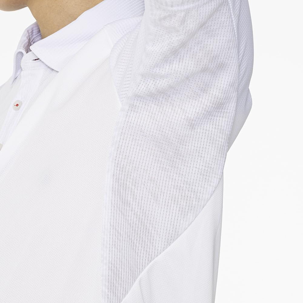 Mizuno Training Polo Short Size S Men's Quick-Dry Shirt, Sleeve, Moisture-Wicking, Quick-Drying, White, (32MAB081)