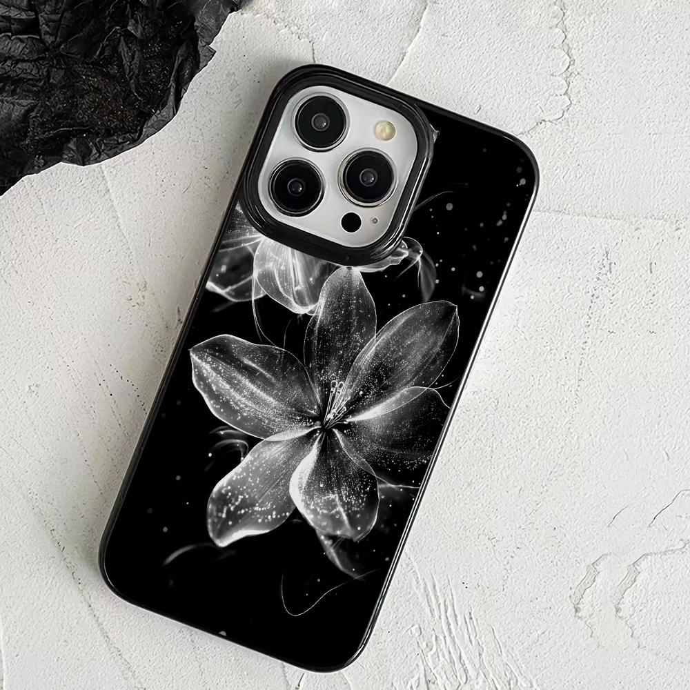 Luxury Case For Iphone 16 Pro Max SGlowing Flowers Phone Case For IPhone 16 Plus 15 14 13 12 11 17 Air Soft Black Back Cover