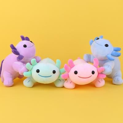Boneca Salamandra Quatro Cores Axolote Desenho Animado Fofo Dinossauro Hexagonal Brinquedo de Pelúcia Infantil
