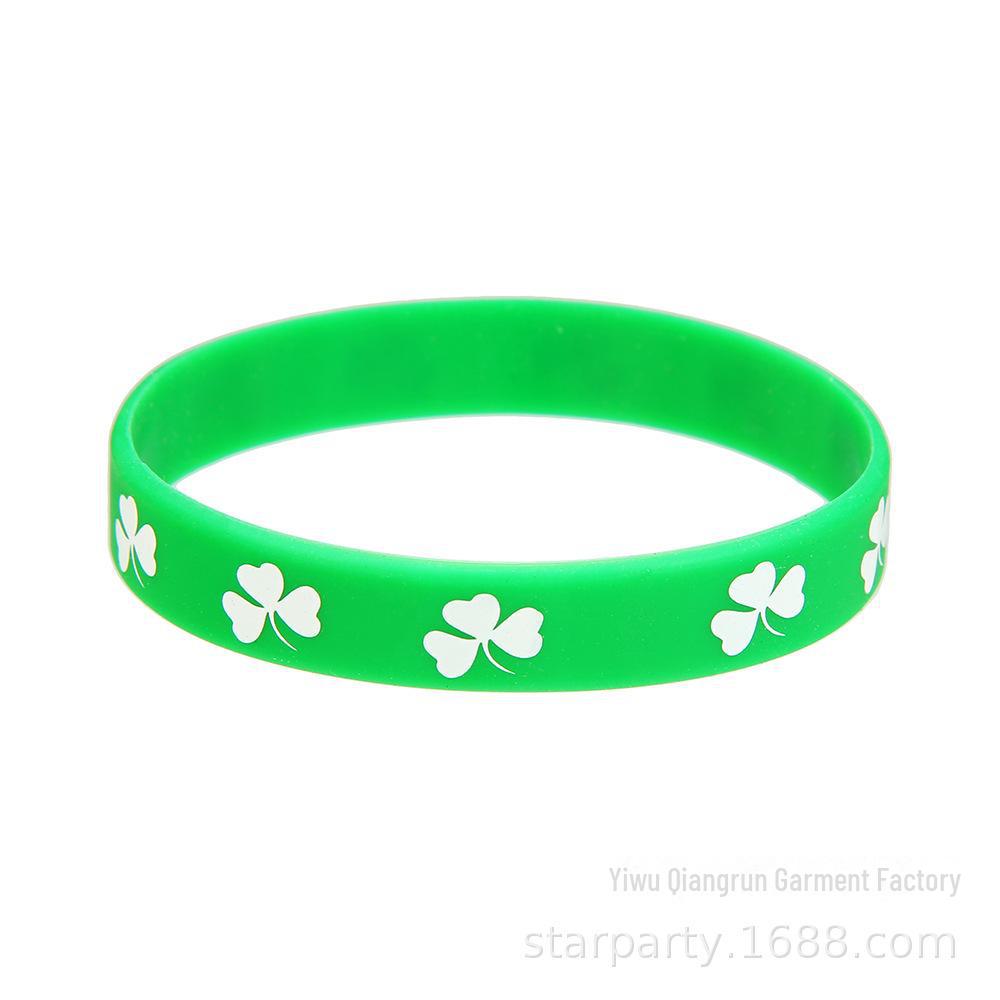 Waterproof St. Patrick's Day Shamrock Silicone Bracelet - Irish Festival Wristband Gift