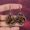 Mahogany Obsidian Gemstone Earrings Copper Wire Wrapped Jewelry Handmade Earring