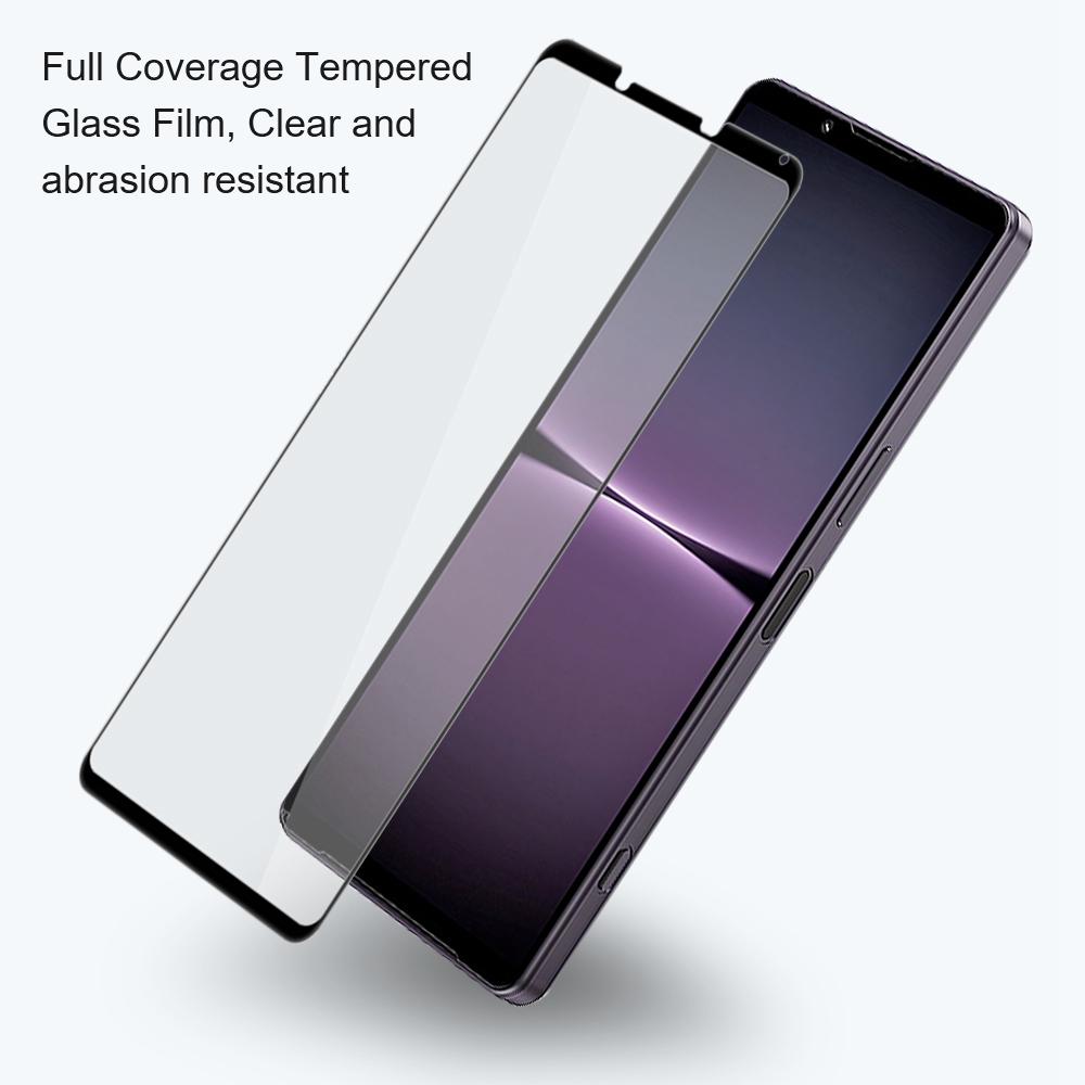 AMORUS For Sony Xperia 10 VI Tempered Glass Screen Protector Full Glue Silk Printing Edge,Black
