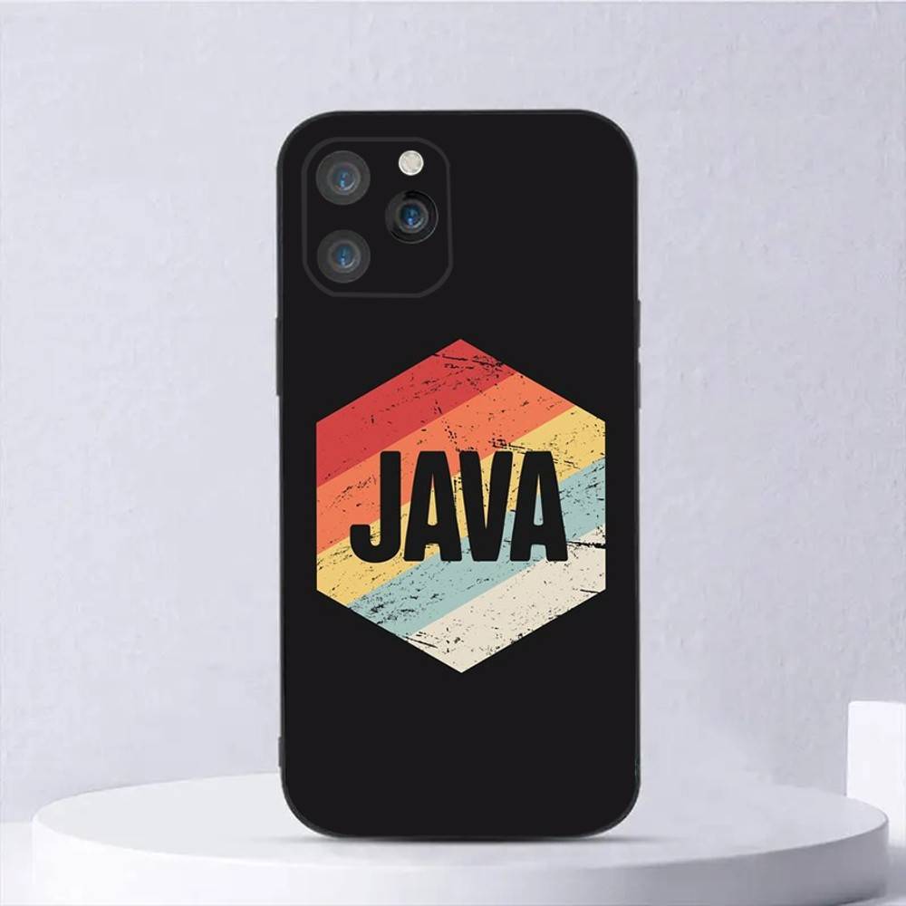 

Programming Languages Java Phone Case For iPhone 16,15,14,13,12,11,Plus,Pro Max,XS,X,E,SE,Mini Soft Silicone Black Cover iPhone16e