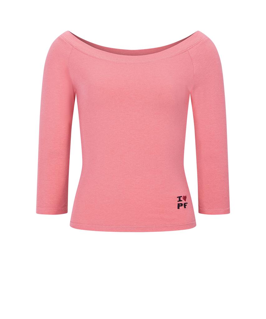 Peullijeunopallou Zed Off-Shoulder Long Sleeve Top (Candy Pink)