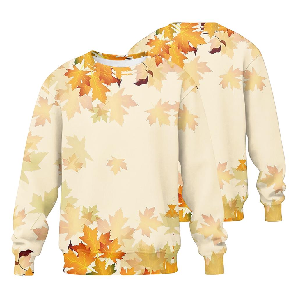 Men's Casual Loose Fit Round Neck Printed Long Sleeve Shirt