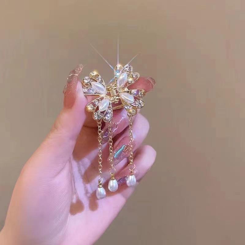 Metall Schmetterling Haarnadel mit Quastenanhänger - Elegantes Haaraccessoire für Frauen 2023