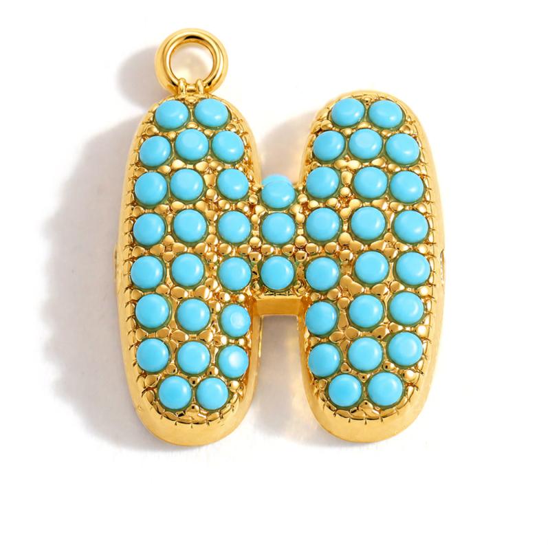 Capital A-Z Initial Letter Pendants Pave Blue Synthetic Stone Minimalist Jewelry Charm for DIY Craft Accessory